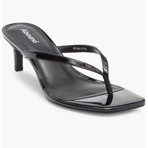 NWT Abound Black Shiny Patent Tina Kitten Heel Sandals Women’s 8.5